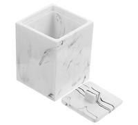 WESIEVYA Caja de Almacenamiento de Algodón de Mármol Efecto Organizador de Bastoncillos de Algodón y Palillos Contenedor Decorativo y Práctico para Baño y Dormitorio