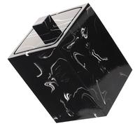 WESIEVYA Caja para Hisopos de Algodón de Resina Diseño de Mármol en Negro Tinta, Organizador Compacto para Baño, Soporte Práctico para Almacenamiento y Porta Palillos de Dientes