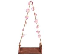 WESIEVYA Columpio de Madera para con Cuerda Floral Artesanal, Diseño Vintage y Superficie sin Astillas, Portátil y Adecuado para Sesiones de Fotos en Interior o Casa