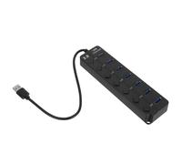 WESIEVYA Concentrador Adaptador Múltiple USB 3.0 Interruptores Independientes de 7 Puertos en Material Abs Plug and Play para PC y Portátil