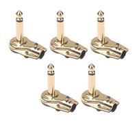 WESIEVYA Conector de Pedal de Efecto Acoplador para Pedal de Guitarra Eléctrica de Metal Dorado de 6,35 Mm de Espacio y Conversión de Enchufe, Pack de 5 Unidades