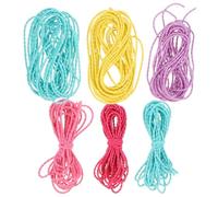 WESIEVYA Cordón Elástico para Pulsera y Cuerda de Pelo para Trenzas 6 Piezas de 5 M en Colores Brillantes Azul Amarillo Morado Rojo Fucsia Rosa Claro Material Resistente para