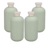 WESIEVYA Dispensador de Gel y Champú 4 Unidades 500 Ml Color Verde Aguacate Botella Reutilizable para Viaje Botellas Rellenable Jabón Líquido Manos Baño Cocina