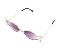 WESIEVYA Gafas de Sol para Fiestas Hawaianas Forma de Pez, Marco Dorado y Lentes Grises Dobles, Ligeras y Originales, Accesorio Playero Adecuado Protección UV para Mujer Adulta