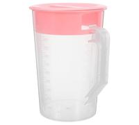 WESIEVYA Jarra Medidora de Plástico Transparente de 2l con Asa y Tapa Rosa para Uso Doméstico con Escala Graduada y Diseño para Servir Jugos y Agua en Comidas Diarias