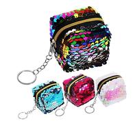 WESIEVYA Juego de 4 Mini Monederos con Lentejuelas para Mujer Bolsos de Mano con Cambio Y Cremallera