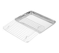 WESIEVYA Juego de Bandeja 31.5x24.5x2.5cm para Hornear con Rejilla de Acero Inoxidable para Horno Adecuado para Hornear Galletas y Carne en Cocina o Panadería