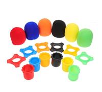 WESIEVYA Juego de Fundas de Esponja para Micrófono Anillo de Silicona Antivuelco y Funda Inferior, Accesorios para Micrófono Que Protegen y Reducen Ruido en Ktv y Escenarios