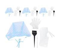 WESIEVYA Kit de 4 Gorros Desechables para Teñir el Cabello con Agujeros, Gancho de Metal y Cepillo Incluidos, con Guantes y Capa Pe para Mechas Profesionales en Casa y Salón, Herramientas