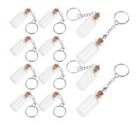 WESIEVYA Llavero con Mini Botellas de Vidrio 5 Ml, 12 Piezas, Frascos Transparentes con Tapa, Mini Tarros Decorativos para Almacenamiento y Manualidades, Regalos DIY para Fiestas