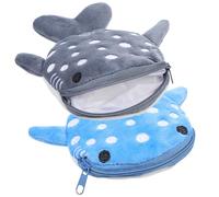 WESIEVYA Monedero de Tiburón para Niñas, 2 Piezas, de Felpa Súper, Ligero y Cómodo, Cartera Pequeña Cremallera Adecuado para Monedas y Accesorios