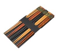 WESIEVYA Palillos y Madera Natural Japoneses Antideslizantes o 5 Pares Alta Resistencia Diseño Cuadrado para Cena Asiática Sopa de Fideos