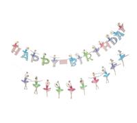 WESIEVYA Pancarta para Fiesta de Cumpleaños Infantil de Bailarina, 2 Juegos Banderines de Papel y Malla, Decoración Colgante para Niñas, Adecuado para Cumpleaños y Fotografía