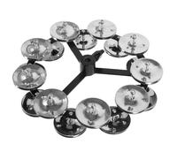 WESIEVYA Pandereta Hi-hat para Batería Doble Hilera de Platillos de Acero Inoxidable Plateado, 9 Placas Desmontables, Accesorio de Percusión para Batería, Uso Profesional y Versátil