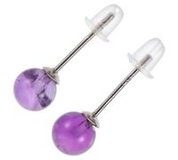 WESIEVYA Pendientes Amatista Natural Mujer Aretes de Bola Redonda Plata Accesorios para Oídos Regalo para Novia Diseño Delicado y Ligero para Uso Diario y Eventos Especiales