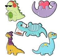 WESIEVYA Pins de Dinosaurio de Dibujos Animados para Mujer, Set de 5 Piezas, Aleación Colorida, Pines para Mochilas y Ropa, Accesorios Decorativos Infantiles y Regalos Varios estilos