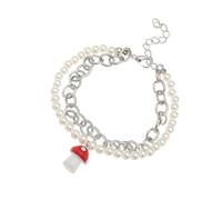 WESIEVYA Pulsera de Aleación Dijes en Forma de Hongo para Mujer, Cadena Segura y Amigable Piel, Accesorio de Moda Delicado para Navidad y Día Madre
