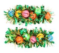 WESIEVYA Pulsera de Fiesta de Baile 2 Piezas Cascabeles Decorativos y Chenilla Bicolor, Pulsera de Muñeca de Plástico en Color Verde, Accesorio Carnaval para Mujer