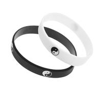 WESIEVYA Pulseras de Silicona Yin Yang 2 Piezas en Blanco y Negro, Talla Única, Pulseras Deportivas de Goma para Mujer y Hombre, Joyería Tai Chi para Uso Diario y Eventos