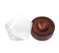 WESIEVYA Vasos de Whisky de Vidrio y Madera Posavasos Resistente al Frío y Calor, Diseño Redondeado para Bares y, Set de 1 Juego