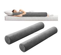 Wesiti 2 Pcs 47 x 7.48 in Long Bolster Round Body Pillow with Removable Washable Cover Memory Foam Roll Pillow Cylinder Bolsters for Back, Neck, Leg, Cervical Relief for Hugging Sleeping (Gray)
