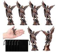 Wesiti 6 estatuas religiosas de San Miguel de Arcángel de 3.31 Pulgadas con Bolsas de Terciopelo Negro, decoración de Escultura de ángel Coleccionable para el hogar o el Coche
