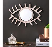 Wesiti Espejo de madera con forma de ojo bohemio, decoración de pared, espejo decorativo artístico, hecho a mano, para sala de estar, dormitorio