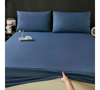 WESLEEPER Protège-Matelas Impermeable Poches Profondes Doux Respirant Silencieux Lavable Design Simple Convient aux Chambres d'Hôtel et à la Maison(Blue)