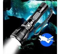 WESLITE Linterna de Buceo Recargable, Linterna de Buceo Potente 1800 Lúmenes Luz de Buceo Submarino 100M Linterna Impermeable IPX8 Profesional 4 Modos con Batería y Cargador