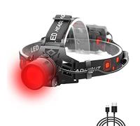 WESLITE Linterna frontal de luz roja, linterna frontal LED roja recargable por USB, luz de cabeza súper brillante con filtro rojo con zoom para caza, fotografía nocturna, astronomía, observación de