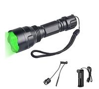 WESLITE Linterna Luz Verde de Caza, 1200 Lúmenes Linterna de Caza 1 Modo Linternas Táctica LED Recargable Verde Impermeable con Interruptor de Presión para Caza Nocturna