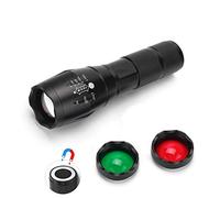 WESLITE Linterna Multicolor con Filtro Rojo Verde, 1000 Lúmenes Linternas Tricolor con Luz Rojo Verde Blanco Linterna de Alta Potencia con Imán Zoom Linternas de Señal 5 Modos Para Pescar Camping