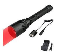 WESLITE Linterna Roja para Caza, Roja Linternas LED Recargable Linterna Táctica Luz Roja 1 Modo Zoom capaz 350 Yardas Largo Alcance Luz de Caza con Pulsador y Cargador de Batería