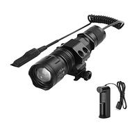 WESLITE Linterna Táctica LED Recargable, 1200 Lúmenes Linternas de Alta Potencia para Caza Zoom capaz & Impermeable 5 Modos con Interruptor de Presión Batería y Cargador