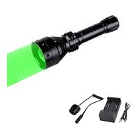 WESLITE Linterna Verde para Caza, Linterna de caza con Luz Verde LED Linterna Verde para caza 350 Yardas Zoomable Linterna de caza con Interruptor de Presión y Batería recargable para visión nocturna