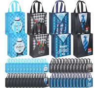 Wesnoy 60 bolsas de regalo para el día del padre a granel de 10 x 8 x 4 pulgadas, reutilizables, no tejidas, bolsas de regalo con asas para papá, abuelo, suministros de fiesta