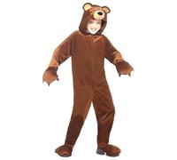 WESOPAN Disfraz de pijama tipo mameluco para niños, ropa de dormir de animales de felpa para niños y niñas, perfecto para Halloween, cosplay y traje de Navidad (oso marrón, talla L/altura 125-135 cm