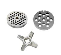 Wessper 2X Placa Maquina Picar Carne nº5 (Diámetro de los Agujeros: 4/8mm) + Cuchillo Cortador de Carne nº5