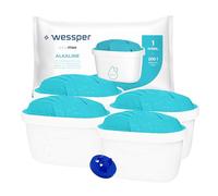Wessper® AQUAMAX Alkaline Cartuchos de filtrado de Agua, Compatible con BRITA Maxtra, PearlCo, FilterLogic, AmazonBasics - 4 Unidades