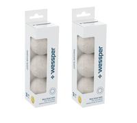 Wessper Bolas de Secado de Lana Eco, 6 uds. Bolas de Secadora | Bolas Secadora de Lana ø7 cm, Bolas Naturales, 100% Lana de Oveja | Antiestático, Reduce Arrugas y Acorta Tiempo de Secado