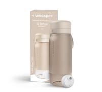 Wessper Borraccia con filtro per l'acqua, bottiglia in Tritan con filtro a disco, 500 ml, senza BPA, bottiglia con filtro adatta a l'acqua, da usare la scuola, lo sport- Beige