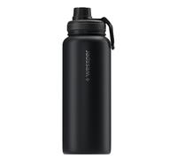 Wessper Botella Agua Acero Inoxidable 1L Botella Termica Sin BPA con 3 Tapones | Negro Elegante Botella Resistencia al Rayado, fácil de Limpiar | Termo Agua Fria/Caliente para Niños Adultos