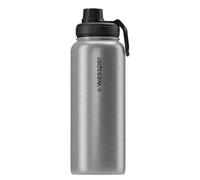Wessper Botella Agua Acero Inoxidable 1L Botella Termica Sin BPA con 3 Tapones | Plata Elegante Botella Resistencia al Rayado, fácil de Limpiar | Termo Agua Fria/Caliente para Niños Adultos