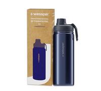 Wessper Botella Agua Acero Inoxidable 500ml Botella Termica Sin BPA con 3 Tapones | Azul Elegante Botella Resistencia al Rayado, fácil de Limpiar | Termo Agua Fria/Caliente para Niños Adultos