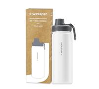 Wessper Botella Agua Acero Inoxidable 500ml Botella Termica Sin BPA con 3 Tapones | Blanca Elegante Botella Resistencia al Rayado, fácil de Limpiar | Termo Agua Fria/Caliente para Niños Adultos