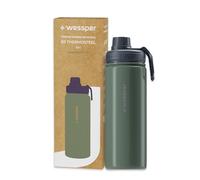 Wessper Botella Agua Acero Inoxidable 500ml Botella Termica Sin BPA con 3 Tapones | Oliva Elegante Botella Resistencia al Rayado, fácil de Limpiar | Termo Agua Fria/Caliente para Niños Adultos