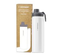 Wessper Botella Agua Acero Inoxidable 700ml Botella Termica Sin BPA con 3 Tapones | Blanca Elegante Botella Resistencia al Rayado, fácil de Limpiar | Termo Agua Fria/Caliente para Niños Adultos