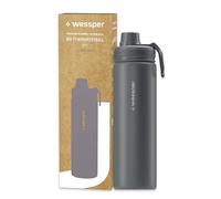 Wessper Botella Agua Acero Inoxidable 700ml Botella Termica Sin BPA con 3 Tapones | Gris Elegante Botella Resistencia al Rayado, fácil de Limpiar | Termo Agua Fria/Caliente para Niños Adultos