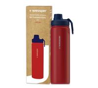 Wessper Botella Agua Acero Inoxidable 700ml Botella Termica Sin BPA con 3 Tapones | Rojo Elegante Botella Resistencia al Rayado, fácil de Limpiar | Termo Agua Fria/Caliente para Niños Adultos