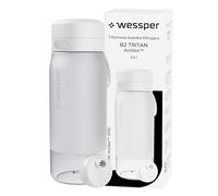 Wessper Botella Agua Tritan, 500 ml, Botella de Agua con Filtro Actitex Disc, Reduce el Cloro, Contador de Sustitución del Filtro Agua Potable, BPA FREE - Blanco